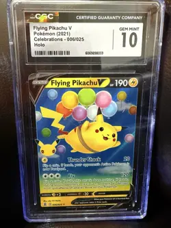 Pokemon TCG Flying Pikachu v Celebrations Holo Ultra Rare Lightning Card 006/025 - Image 1