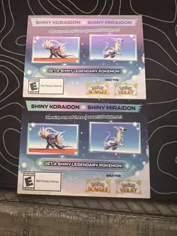 Shiny Koraidon & Miraidon Pokemon Scarlet Violet Code Card -Gamestop X 2 Unused - Image 1