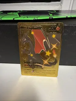 Pokemon gold metal Inspired Card Charizard V For Display Art Gift - Image 1