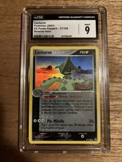 CGC Mint 9 Cacturne 27/108 EX Power Keepers Prerelease Stamped Pokemon Card 2007 - Image 1