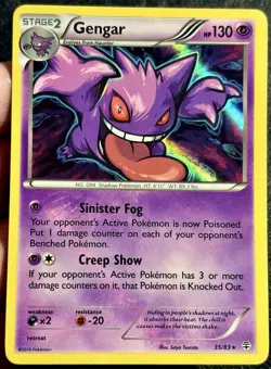 LP- Holo Gengar Pokemon Card | Rare | 2016 XY Generations 35/83 | HOLO BLEED - Image 3