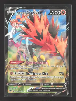 Pokemon Astral Radiance Trainer Gallery Galarian Zapdos V rare holo v #TG19 - Image 1