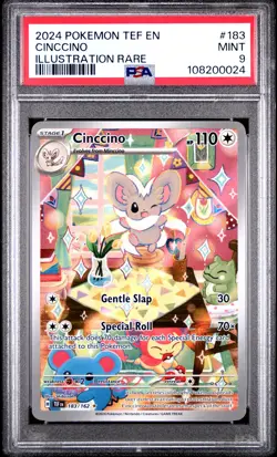 2024 POKEMON TEF EN-TEMPORAL FORCES ILLUSTRATION RARE #183 CINCCINO PSA 9 - Image 1