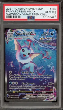 Pokemon Vaporeon VMAX Premium Coll. Full Alt Art Promo SWSH182 PSA 10 Gem Mint - Image 1