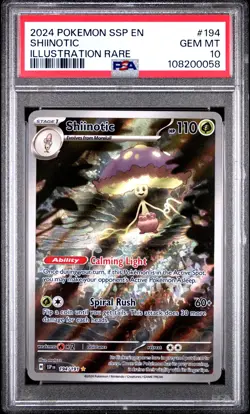 2024 POKEMON SSP EN-SURGING SPARKS ILLUSTRATION RARE #194 SHIINOTIC PSA 10 - Image 1