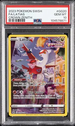 2023 POKEMON SWORD & SHIELD CROWN ZENITH #GG20 FULL ART/LATIAS PSA 10 - Image 1