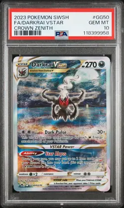 2023 POKEMON SWORD & SHIELD CROWN ZENITH #GG50 FULL ART/DARKRAI VSTAR PSA 10 - Image 1