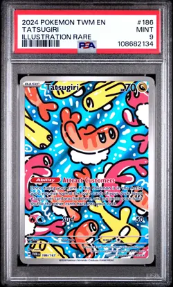 2024 POKEMON TWM EN-TWILIGHT MASQUERADE ILLUSTRATION RARE #186 TATSUGIRI PSA 9 - Image 1