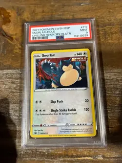 Pokemon 2021 BS Promo Chilling Reign Blister SNORLAX Holo SWSH #119 PSA 9 Mint - Image 1