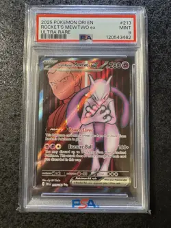 PSA 9 2025 POKEMON DRI EN ROCKET'S MEWTWO ex ULTRA RARE #213 - Image 1