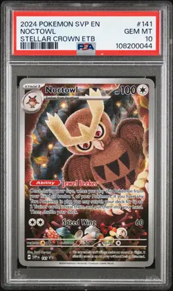2024 POKEMON SVP EN-SV BLACK STAR PROMO #141 NOCTOWL PSA 10 - Image 1