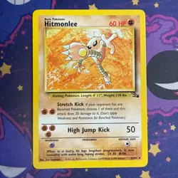 Hitmonlee 22/62 Fossil Rare Non-Holo LP Vintage Pokemon TCG Card - Image 1