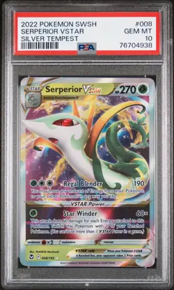 2022 Pokemon Serperior Vstar #008 Silver Tempest Full Art PSA 10 Graded Card - Image 1