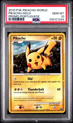 2010 POKEMON PIKACHU WORLD PROMO PORTUGUESE PIKACHU-HOLO PSA 10 - Image 1