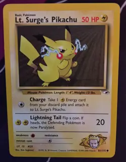 Pokemon TCG Lt. Surge's Pikachu Gym Heroes 81/132 Regular Unlimited Common LP 08 - Image 1