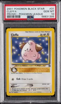 2001 POKEMON PROMO BLACK STAR POKEMON LEAGUE #31 CLEFFA PSA 10 - Image 1