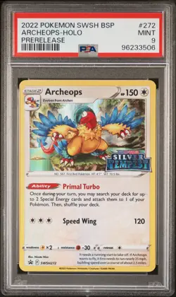 2022 POKEMON SWSH BLACK STAR PROMO PRERELEASE #272 ARCHEOPS-HOLO PSA 9 - Image 1