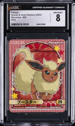 2023 POKEMON SCARLET & VIOLET STICKERS MARUMIYA HOLO JPN #29 FLAREON CGC 8 - Image 1