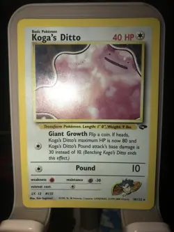 Koga's Ditto Holo Rare 10/132 Gym Challenge Pokemon English WOTC NM - Image 1