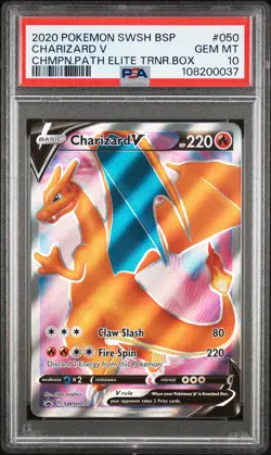 2020 POKEMON SWSH BLACK STAR PROMO #050 CHARIZARD V PSA 10 - Image 1