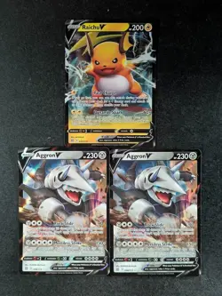 2022 Pokemon RAICHU V/ AGGRON V Brilliant Stars Holo English Lots - Image 1