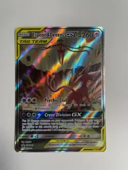 Espeon & Deoxys GX SM240 Tag Team Alternate Art Black Star Promo NM Pokemon TCG - Image 1