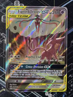 Espeon & Deoxys GX SM240 Tag Team Alternate Art Black Star Promo NM Pokemon TCG - Image 4