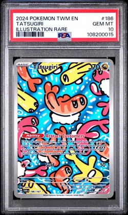2024 POKEMON TWM EN-TWILIGHT MASQUERADE ILLUSTRATION RARE #186 TATSUGIRI PSA 10 - Image 1