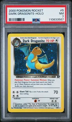 PSA 7 2000 Pokemon Dark Dragonite HOLO Team Rocket 5/82 Graded Card - Image 1