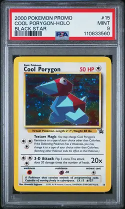 PSA 9 2000 Cool Porygon 15/53 Pokemon Card Black Star Promo - Holo - Image 1