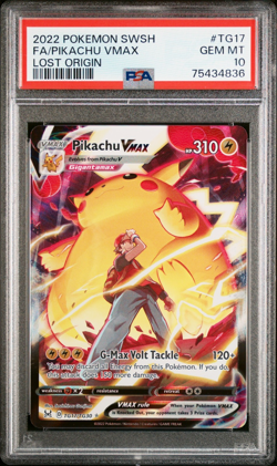 PSA 10 GEM Pokemon Pikachu VMAX Card TG17/TG30 Lost Origin 2022 Alt Art - Image 1