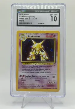 CGC 10 GEM MINT Alakazam 2000 Base Set 2 1/130 Holo Pokemon Card - Image 1