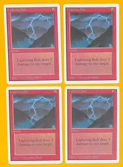 MTG LIGHTNING BOLT (x4) Unlimited (OldManMTG 012-186) - Image 1