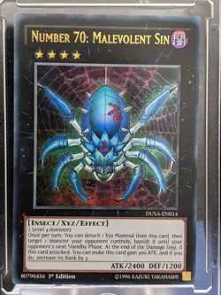 Number 70 Malevolent Sin DUSA-EN014 1st Edition LP/NM Yugioh Cards - Image 1