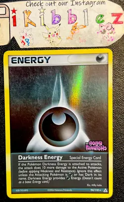 Darkness Energy 94/110 MP Holo Rare Ex Holon Phantoms Stamped Pokemon Card! - Image 1