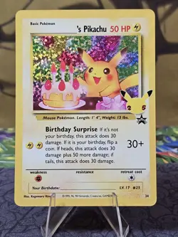 Pokemon TCG Pikachu Birthday Celebrations Holo Rare Card #24 NM- - Image 1