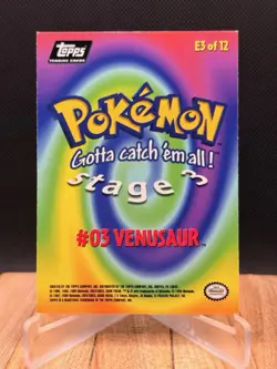 Topps Venusaur E3 of E12 Non-Holo Pokemon Card 1999 Black Topps Logo - Image 2