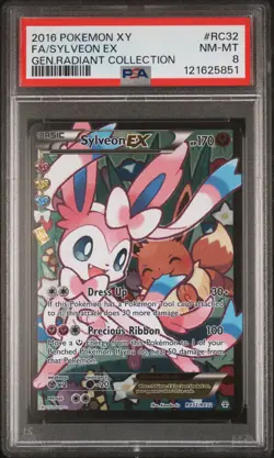 2016 POKEMON XY GENERATIONS RADIANT COLL #RC32 FULL ART/SYLVEON EX PSA 8 - Image 1
