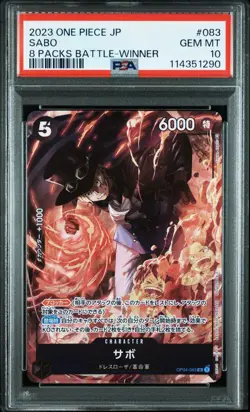 One Piece Card Sabo SR OP04 083 PSA10 Tournament Promo Winner Parallel - Image 1