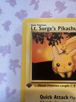 Lt Surges Pikachu 1st Edition 84/132 Regular Gym Vintage Pokemon TCG Card LP - Image 4