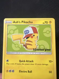 2017 Pokemon Ash's Pikachu TCG Black Star Promo Card SM112 MP - Image 2
