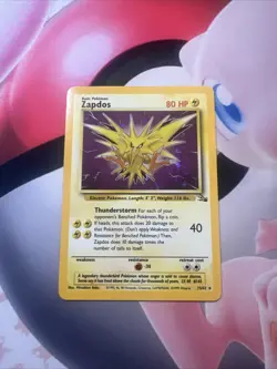 Zapdos 30/62 Fossil Unlimited Holo Rare WotC 1999 Vintage Pokemon TCG Card LP - Image 1