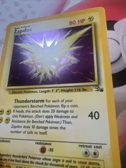 Zapdos 30/62 Fossil Unlimited Holo Rare WotC 1999 Vintage Pokemon TCG Card LP - Image 3