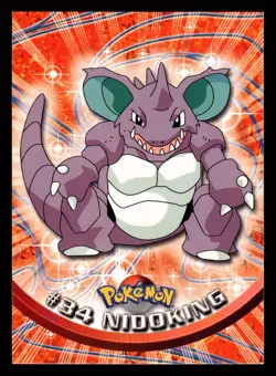 Pokemon Topps TV Animation Edition #34 Nidoking Blue Logo Card - Image 1
