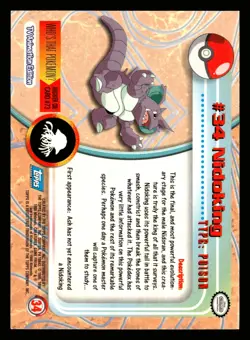 Pokemon Topps TV Animation Edition #34 Nidoking Blue Logo Card - Image 2