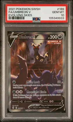 Pokemon Umbreon V Full Art 2021 Evolving Skies #189 PSA 10 Gem Mint - Image 1