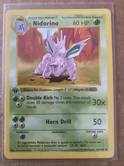 Pokemon TCG Nidorino Base Set 37/102 1st Edition Never Played Near Mint - Image 1