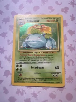 Pokemon TCG Venusaur 15/102 Base Set Unlimited Holo Rare HP - Image 1