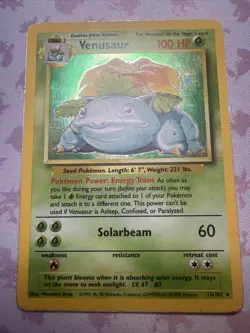 Pokemon TCG Venusaur 15/102 Base Set Unlimited Holo Rare HP - Image 2