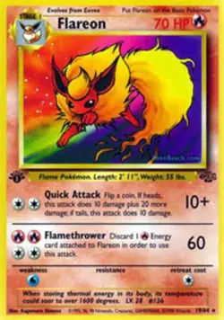 1x Flareon - 19/64 - Rare - 1st Edition Moderately Played Pokemon G1 - Jungle - - Image 1
